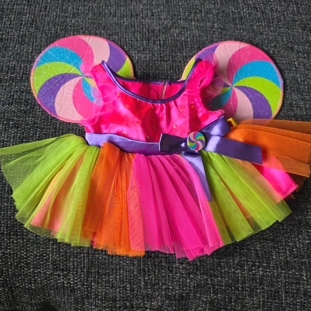 Build-A-Bear Workshop Candy Fairy Dress Rainbow Lollipop Wings Tutu Outfit